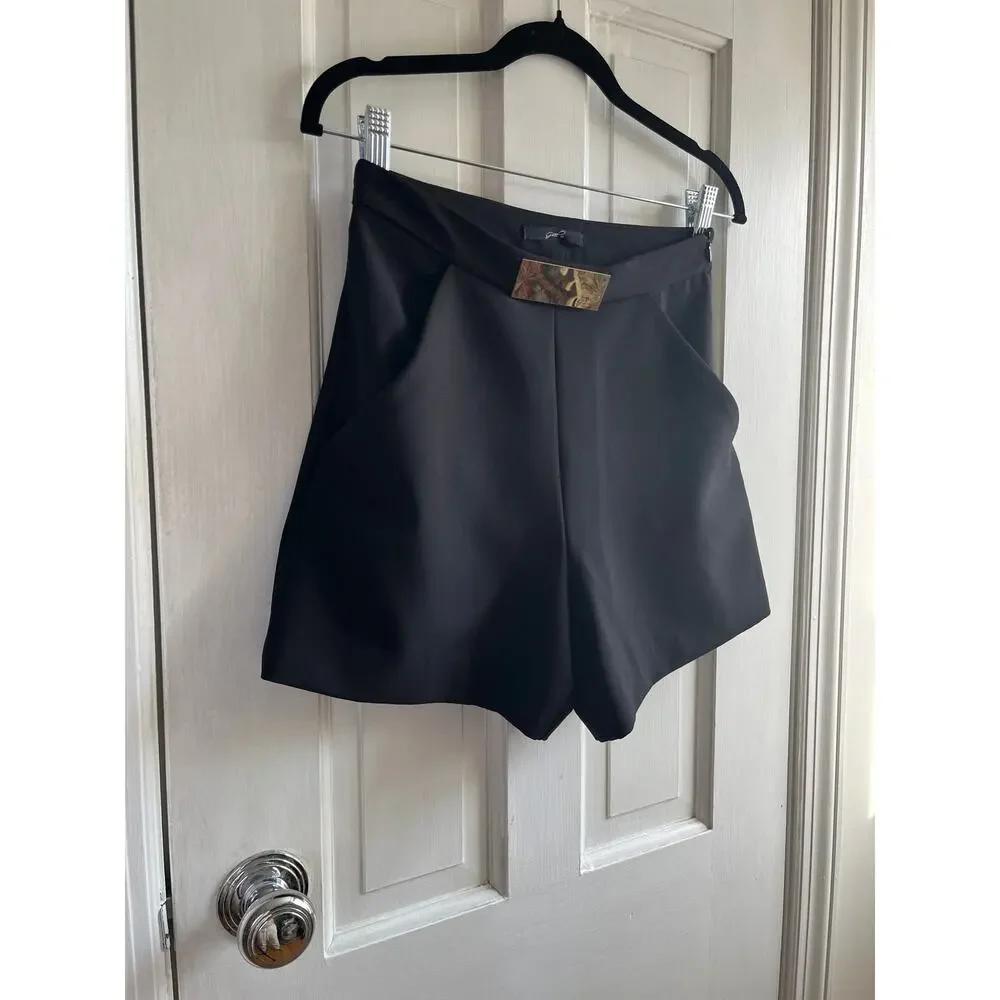 Gisel Milano New Javel Gold Buckle High Waist Shorts 🇮🇹 Sophisticated 40/XS - Picture 3 of 8